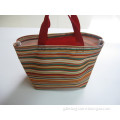 Customized Color Stripe Canvas Shopping Bag/ Promotional Shopping Bag